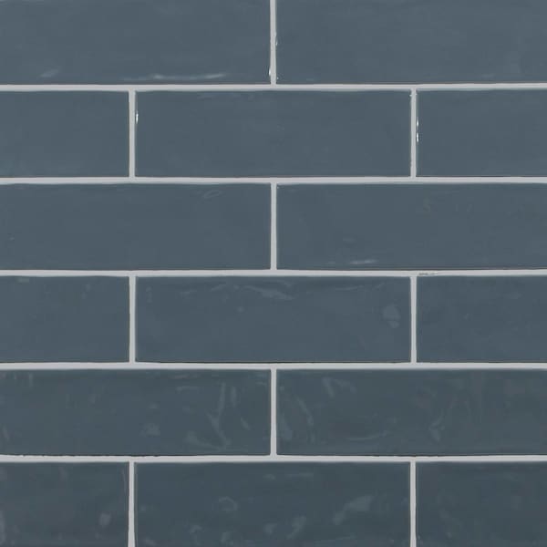 Urbano Navy 4 In. X 12 In. Glossy Ceramic White Subway Tile, 30PK